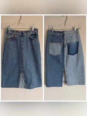 ZARA | The 90's Collection Patchwork Denim Midi Skirt SZ S